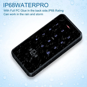 IP68 Водоустойчива RFID 125KHz Самостоятелна клавиатура за контрол на достъпа с панел със сензорен екран + 10 броя RFID ключодържатели