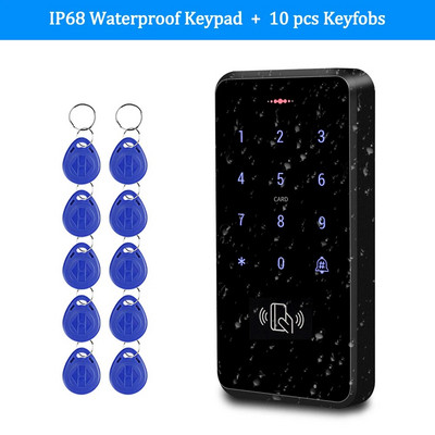 IP68 ūdensizturīgs RFID 125KHz savrupa piekļuves kontroles tastatūra ar skārienekrāna paneli + 10 gab RFID tālvadības pultis