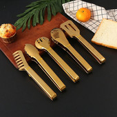 Мултистилови златни щипки за храна Щипка за пържоли за хляб Щипка за пържола от неръждаема стомана Скоба за източване на маслото с незалепващо покритие Домашни кухненски аксесоари Прибори