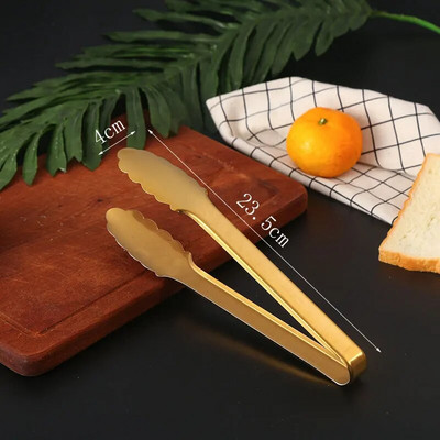 Мултистилови златни щипки за храна Щипка за пържоли за хляб Щипка за пържола от неръждаема стомана Скоба за източване на маслото с незалепващо покритие Домашни кухненски аксесоари Прибори
