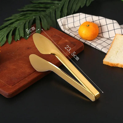 Мултистилови златни щипки за храна Щипка за пържоли за хляб Щипка за пържола от неръждаема стомана Скоба за източване на маслото с незалепващо покритие Домашни кухненски аксесоари Прибори