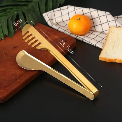 Мултистилови златни щипки за храна Щипка за пържоли за хляб Щипка за пържола от неръждаема стомана Скоба за източване на маслото с незалепващо покритие Домашни кухненски аксесоари Прибори