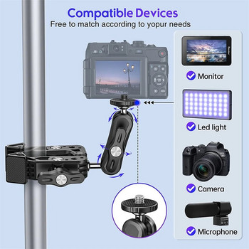 Super Clamp Camera Clamp Mount Monitor 360° Ballhead Magic Arm Adapter with1/4\