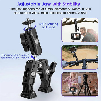 Super Clamp Camera Clamp Mount Monitor 360° Ballhead Magic Arm Adapter with1/4\