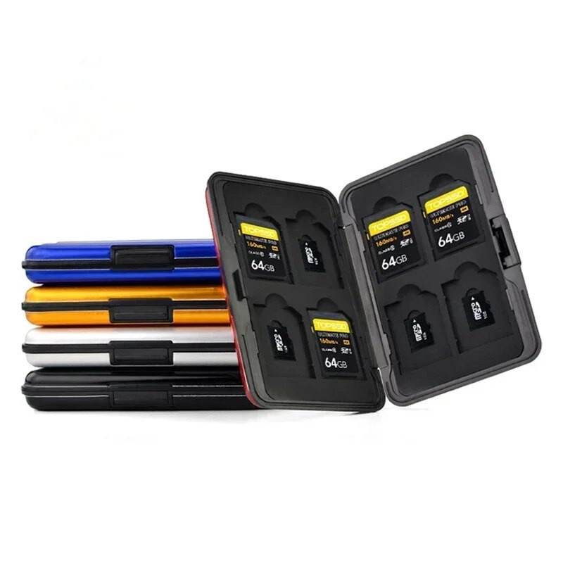 12 слота Водоустойчив калъф за SD карта Държач за Micro SD карта за Microsd калъф Мека вътрешност от пяна Кутия за съхранение на карта с памет с ремък