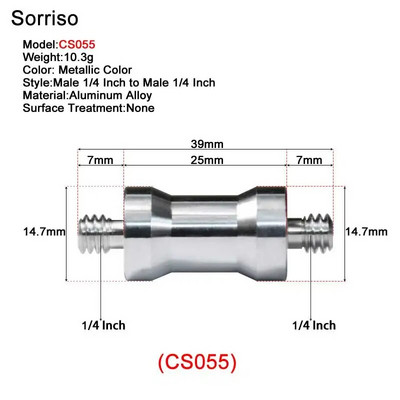 Βίδα μετατροπής κάμερας από αρσενικό σε θηλυκό 1/4''3/8'' ίντσας 20 σπειρωμάτων σταθερή μετατροπή βάσης για τρίποδο ελαφριάς βάσης Dslr