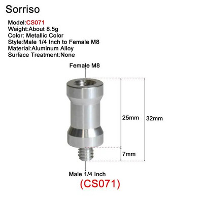 Βίδα μετατροπής κάμερας από αρσενικό σε θηλυκό 1/4''3/8'' ίντσας 20 σπειρωμάτων σταθερή μετατροπή βάσης για τρίποδο ελαφριάς βάσης Dslr