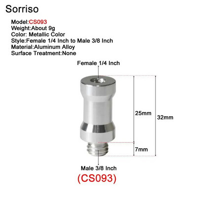 Βίδα μετατροπής κάμερας από αρσενικό σε θηλυκό 1/4''3/8'' ίντσας 20 σπειρωμάτων σταθερή μετατροπή βάσης για τρίποδο ελαφριάς βάσης Dslr