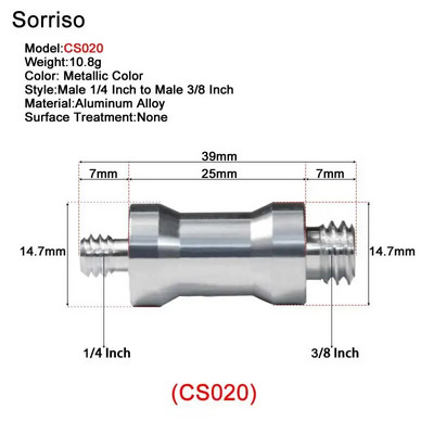 Βίδα μετατροπής κάμερας από αρσενικό σε θηλυκό 1/4''3/8'' ίντσας 20 σπειρωμάτων σταθερή μετατροπή βάσης για τρίποδο ελαφριάς βάσης Dslr