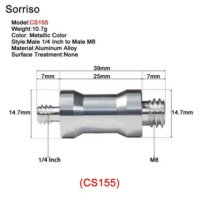 Βίδα μετατροπής κάμερας από αρσενικό σε θηλυκό 1/4''3/8'' ίντσας 20 σπειρωμάτων σταθερή μετατροπή βάσης για τρίποδο ελαφριάς βάσης Dslr