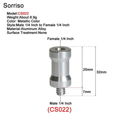 Βίδα μετατροπής κάμερας από αρσενικό σε θηλυκό 1/4''3/8'' ίντσας 20 σπειρωμάτων σταθερή μετατροπή βάσης για τρίποδο ελαφριάς βάσης Dslr