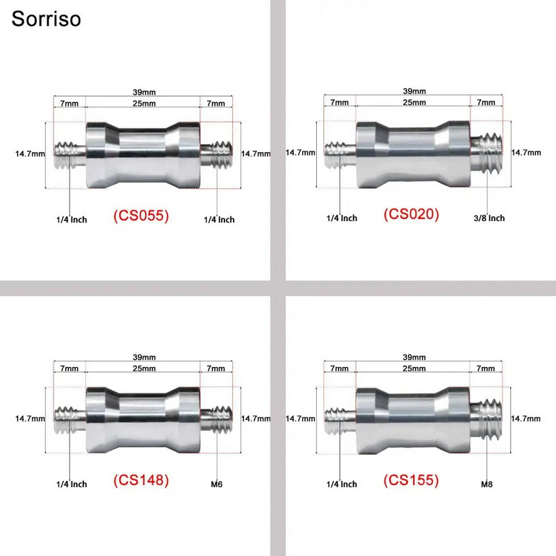 Βίδα μετατροπής κάμερας από αρσενικό σε θηλυκό 1/4''3/8'' ίντσας 20 σπειρωμάτων σταθερή μετατροπή βάσης για τρίποδο ελαφριάς βάσης Dslr