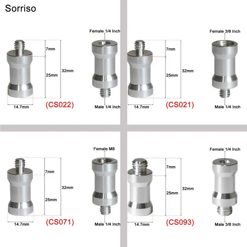 Βίδα μετατροπής κάμερας από αρσενικό σε θηλυκό 1/4''3/8'' ίντσας 20 σπειρωμάτων σταθερή μετατροπή βάσης για τρίποδο ελαφριάς βάσης Dslr