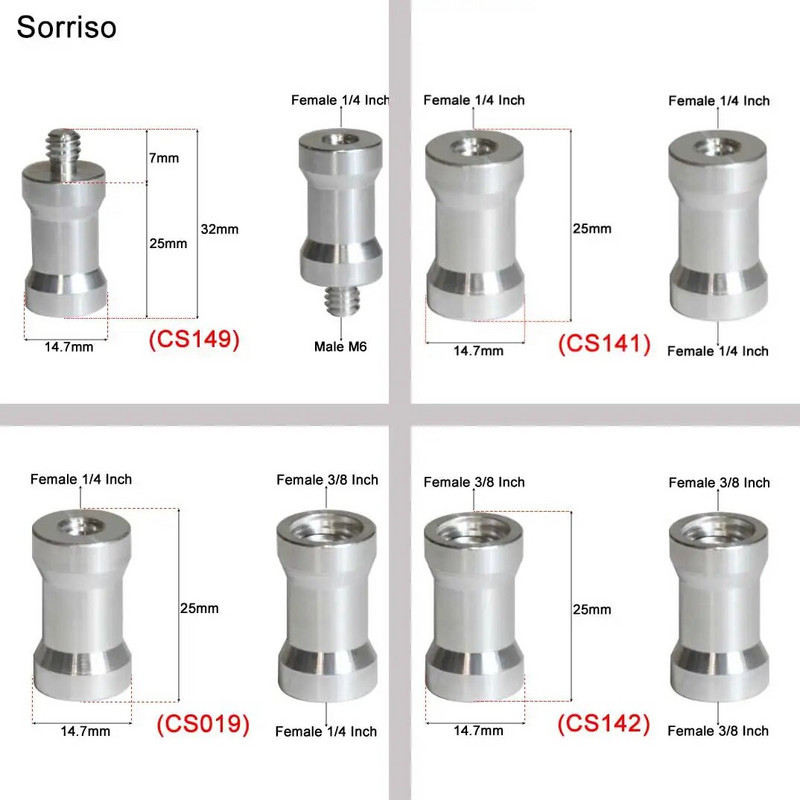 Βίδα μετατροπής κάμερας από αρσενικό σε θηλυκό 1/4''3/8'' ίντσας 20 σπειρωμάτων σταθερή μετατροπή βάσης για τρίποδο ελαφριάς βάσης Dslr