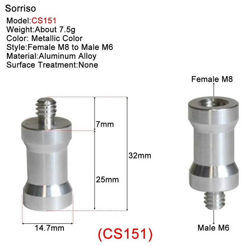 Βίδα μετατροπής κάμερας από αρσενικό σε θηλυκό 1/4''3/8'' ίντσας 20 σπειρωμάτων σταθερή μετατροπή βάσης για τρίποδο ελαφριάς βάσης Dslr