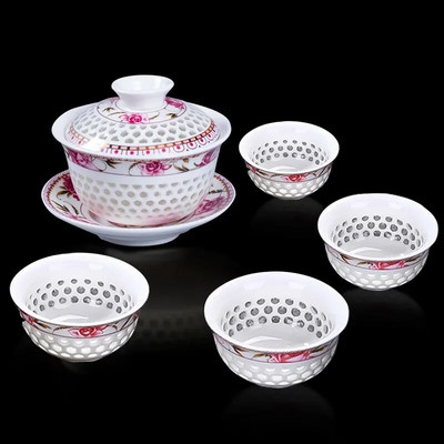 Hagyományos kínai teáskészletek Kerámia Gaiwan teáscsésze öltöny teásszertartáshoz szükséges kellékek testreszabott teainfúzor Kézzel készített teáskészletek ajándékok