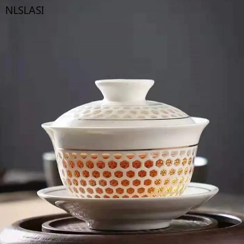 Hagyományos kínai teáskészletek Kerámia Gaiwan teáscsésze öltöny teásszertartáshoz szükséges kellékek testreszabott teainfúzor Kézzel készített teáskészletek ajándékok