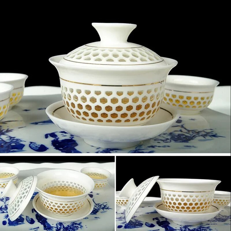 Hagyományos kínai teáskészletek Kerámia Gaiwan teáscsésze öltöny teásszertartáshoz szükséges kellékek testreszabott teainfúzor Kézzel készített teáskészletek ajándékok