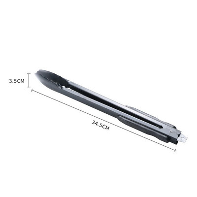 Черна дълга дръжка Щипка за барбекю за храна Клипс за торта Бюфет Скоба за сервиране Съдове от неръждаема стомана Съдове за готвене Кухненски аксесоари