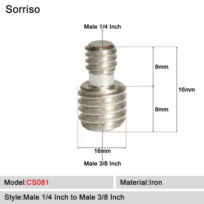 Kamera Vijak muški 1/4`` do 1/4 3/8 5/8 M4 M5 M6 M8 M10 M12 inča Adapter za montiranje na stativ Ploča za brzo otpuštanje za Dslr kuglastu glavu