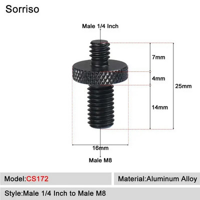 Kamera Vijak muški 1/4`` do 1/4 3/8 5/8 M4 M5 M6 M8 M10 M12 inča Adapter za montiranje na stativ Ploča za brzo otpuštanje za Dslr kuglastu glavu