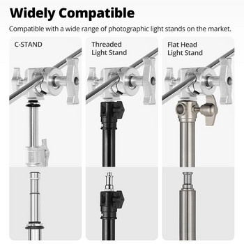 Heavy Duty Grip Head 1.5cm 15mm C Adapter за монтиране на стойка Метален държач Фотография за лека стойка Удължително рамо на стрелата