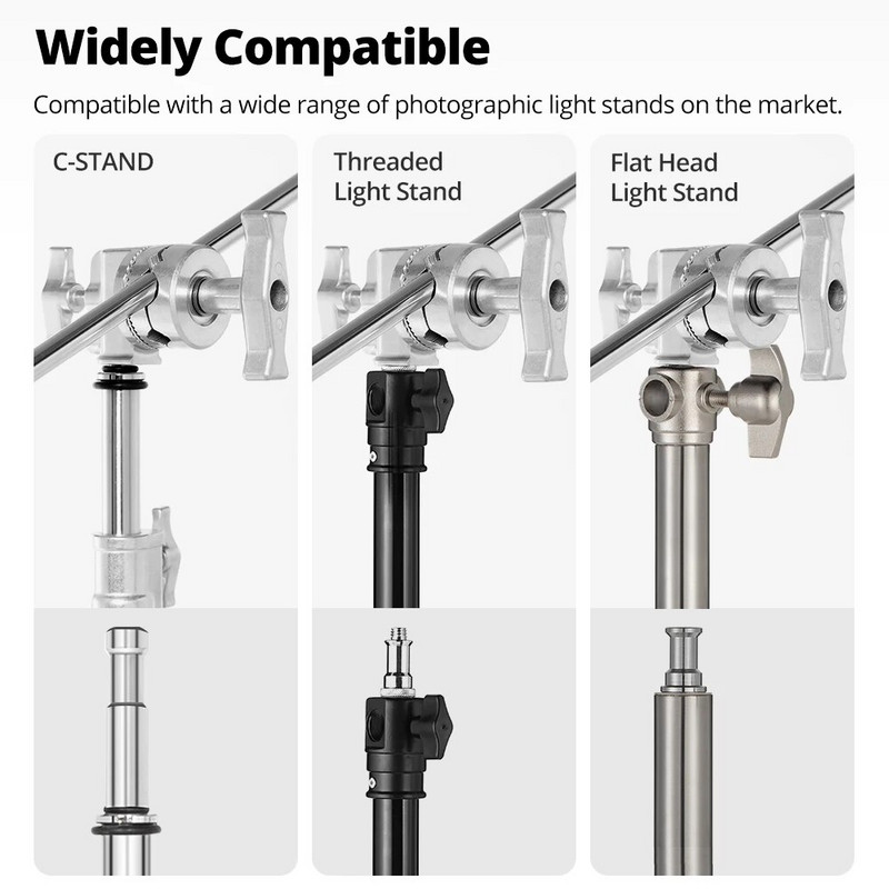 Didelės apkrovos rankenos galvutė 1,5 cm 15 mm C stovo tvirtinimo adapteris metalinis laikiklis Fotografija, skirta lengvo stovo prailginimo strėlės svirties