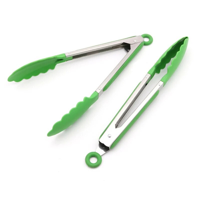 2 kom/1 kom Zelene silikonske hvataljke za roštilj Četka za ulje Kuhinjske hvataljke za pečenje na roštilju Hvataljke za meso, hvataljke za roštilj, Alat za četke za umak