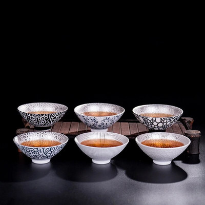 Cești de ceai din ceramică din argint 999, 70 ml, creativ, castron mic de ceai de uz casnic, articole de băutură chinezești Kung Fu, lucrate manual