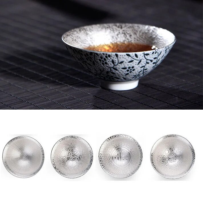 70 ml Creative 999 Sterling Silver Master Cup kerámia teáscsészék Irodai kis teástál háztartási, kézzel készített kínai kung fu italos edények