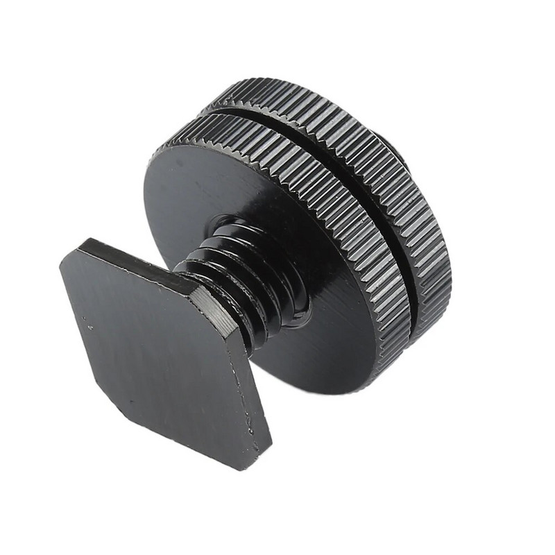 Fotoaparatui DSLR SLR priedai Speedlite Hot Shoe Mount priedas Dvigubo veržlės blykstės tvirtinimo adapteris su 1/4 colio sriegio varžtu
