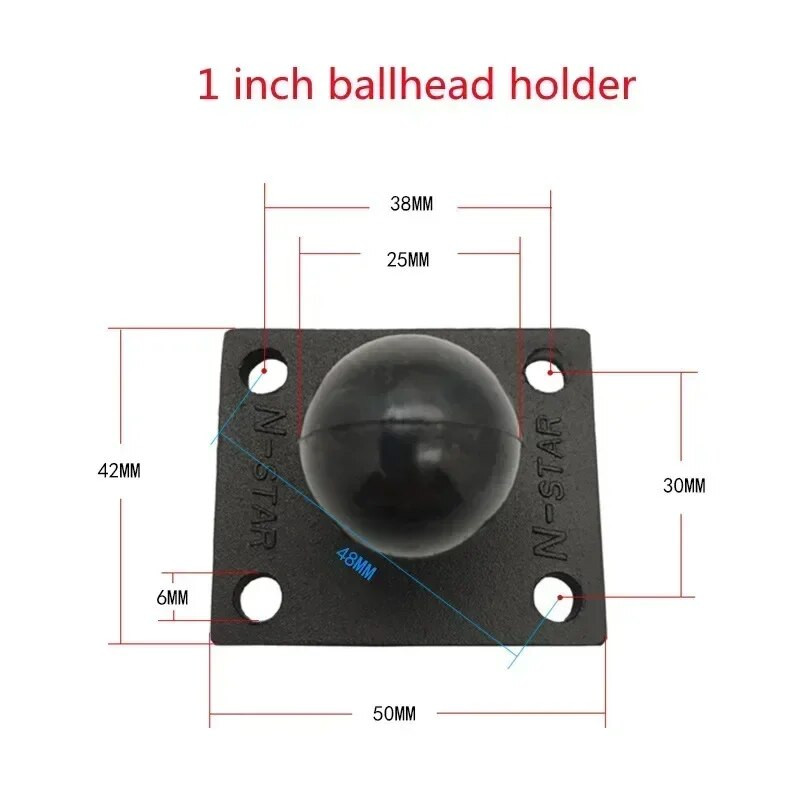 Jadkinsta 1 arba 1,5 colio guminis rutulinis laikiklis prie aliuminio motociklo apvalaus kvadrato tvirtinimo pagrindo Gopro kameros mobiliesiems telefonams