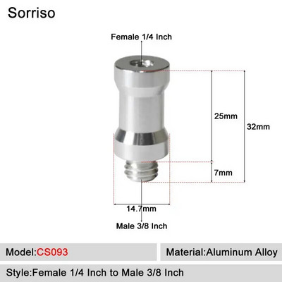 Sorriso ženski vijak 1/4 inča na muški 1/4" 3/8" 5/8" M4 M5 M6 M8 M10 M12 Adapter postolja za svjetlo Unutarnji unutarnji navoj Matica za fiksno montiranje