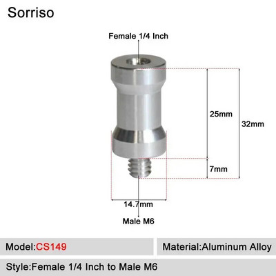 Sorriso ženski vijak 1/4 inča na muški 1/4" 3/8" 5/8" M4 M5 M6 M8 M10 M12 Adapter postolja za svjetlo Unutarnji unutarnji navoj Matica za fiksno montiranje