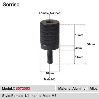 Sorriso ženski vijak 1/4 inča na muški 1/4" 3/8" 5/8" M4 M5 M6 M8 M10 M12 Adapter postolja za svjetlo Unutarnji unutarnji navoj Matica za fiksno montiranje