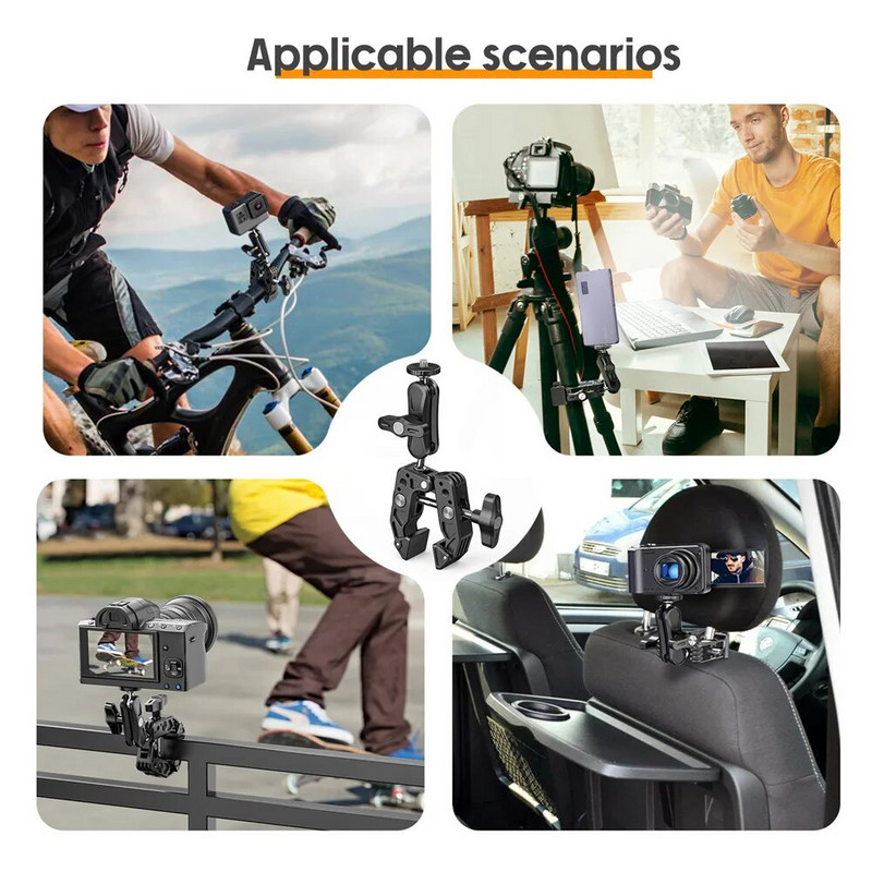 Nova metalna super stezaljka s kuglastom glavom od 360 Magic Arm Stezaljka s 1/4" 3/8" ARRI vijkom za monitor DSLR kamere LED svjetlo Mic šipke