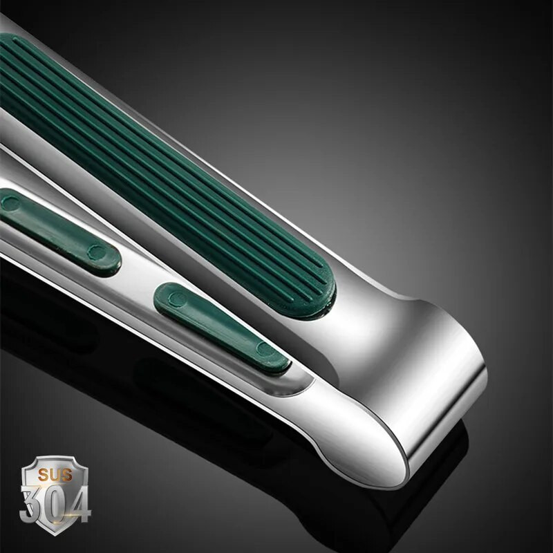 Clip de mâncare din oțel inoxidabil 304 de 7/9/12 inch, din silicon, mâner antiderapant, clește de pâine, accesorii de bucătărie pentru petreceri, pentru grătar, agrafă pentru friptură.