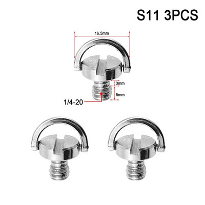 1/4 3/8 kameracsavar a gyorskioldó lemezhez 1/4 3/8 hüvelykes D-gyűrűs csavaros állvány gömbfejre szerelhető adapter fotózási kiegészítők