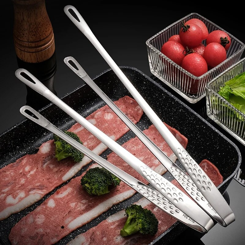 Cleste pentru grătar din oțel inoxidabil Cleste pentru bucătărie Pensetă pentru gătit Cles pentru carne pentru grătar coreean Agrafă pentru alimente Ustensile de bucătărie Accesorii pentru grătar