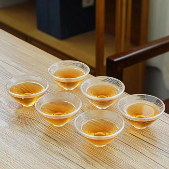 Изискан комплект чаши за чай със стъклени цветя, 6 бр./компл. Чаши за кафе на едро Красиви чаши за чай, японски чаши, чаши за чай, порцеланова китайска купа