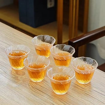 Изискан комплект чаши за чай със стъклени цветя, 6 бр./компл. Чаши за кафе на едро Красиви чаши за чай, японски чаши, чаши за чай, порцеланова китайска купа