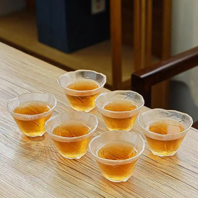 Gyönyörű üvegvirág teacsésze készlet 6db/készlet Kávéscsészék Nagyker Gyönyörű teásbögrék Japán bögre teáscsészék Porcelán kínai tál