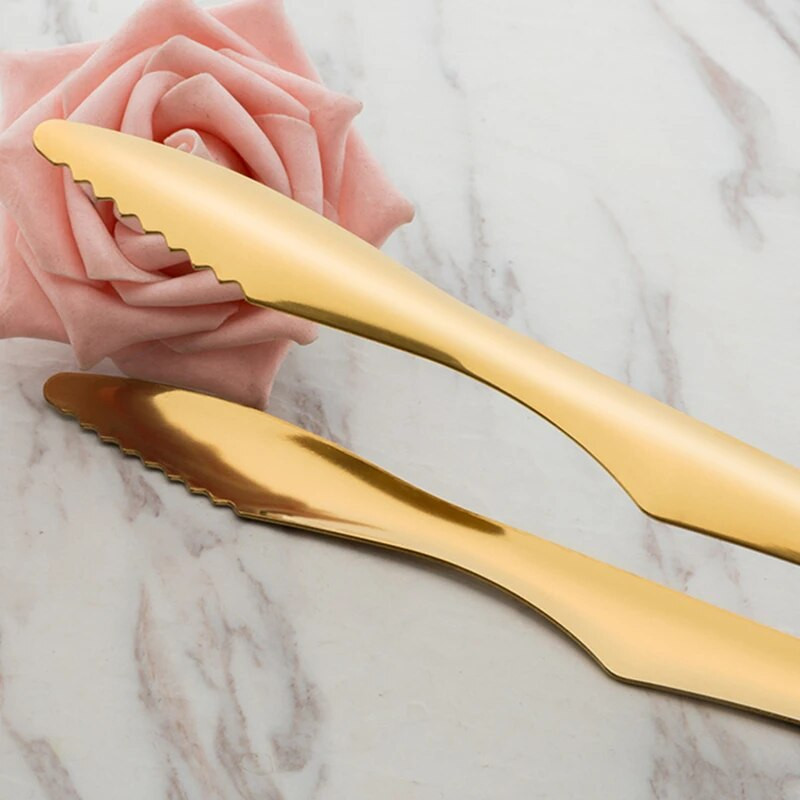 Nerūsējošā tērauda neslīdošs rokturis BBQ knaibles Sudraba zelta kūkas maizes skava bufete steika saspraude Virtuve Mājas gatavošanas piederumi