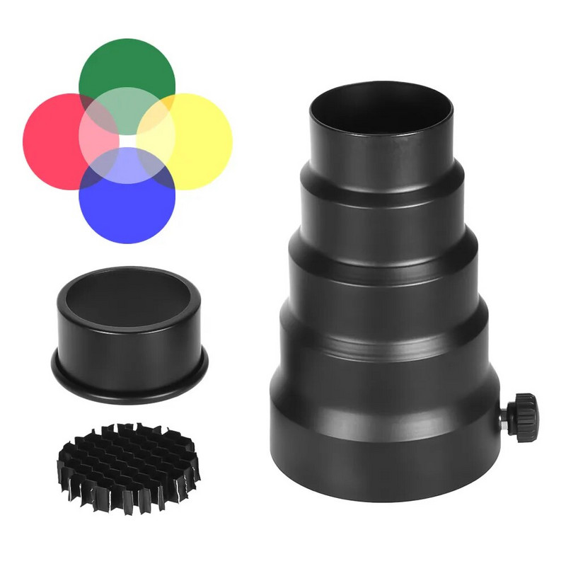 Andoer 98 mm mini bljeskalica s metalnim nosačem s kompletom filtara boja u obliku saćaste rešetke za noviju Andoer Godox Mini Studio Strobe bljeskalicu