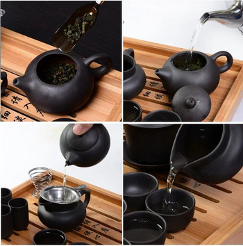 Висококачествен комплект за чай Kung Fu Чайник Yixing Ръчно изработен комплект чаши за чайник от лилава глина, Zisha керамичен подарък за китайска чаена церемония
