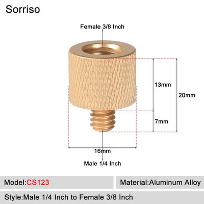 Sorriso Férfi 1/4 hüvelykes - nő 3/8 5/8 M4 M5 M6 M8 M10 Kamera Csavaros gömbfej Adapter rögzítő Telefon állványtartóhoz Állvány