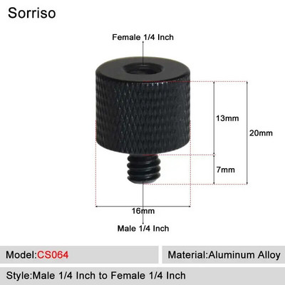Sorriso Férfi 1/4 hüvelykes - nő 3/8 5/8 M4 M5 M6 M8 M10 Kamera Csavaros gömbfej Adapter rögzítő Telefon állványtartóhoz Állvány