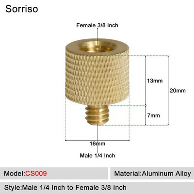 Sorriso Férfi 1/4 hüvelykes - nő 3/8 5/8 M4 M5 M6 M8 M10 Kamera Csavaros gömbfej Adapter rögzítő Telefon állványtartóhoz Állvány