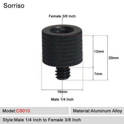 Sorriso Férfi 1/4 hüvelykes - nő 3/8 5/8 M4 M5 M6 M8 M10 Kamera Csavaros gömbfej Adapter rögzítő Telefon állványtartóhoz Állvány