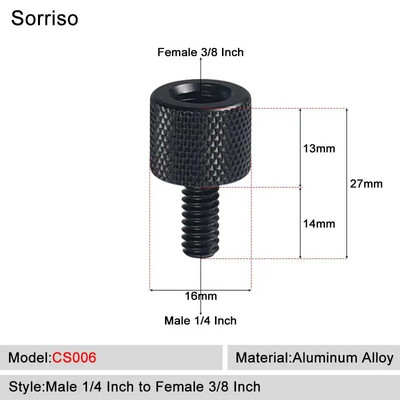 Sorriso Férfi 1/4 hüvelykes - nő 3/8 5/8 M4 M5 M6 M8 M10 Kamera Csavaros gömbfej Adapter rögzítő Telefon állványtartóhoz Állvány